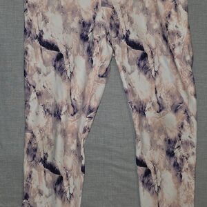 Old Navy Cream, Dark Purple And Light Peach Leggings Abstract/marbled Pattern